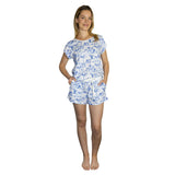 Women's Skydog Toile Blue Jersey Short PJ Set - Organic Stretch Cotton