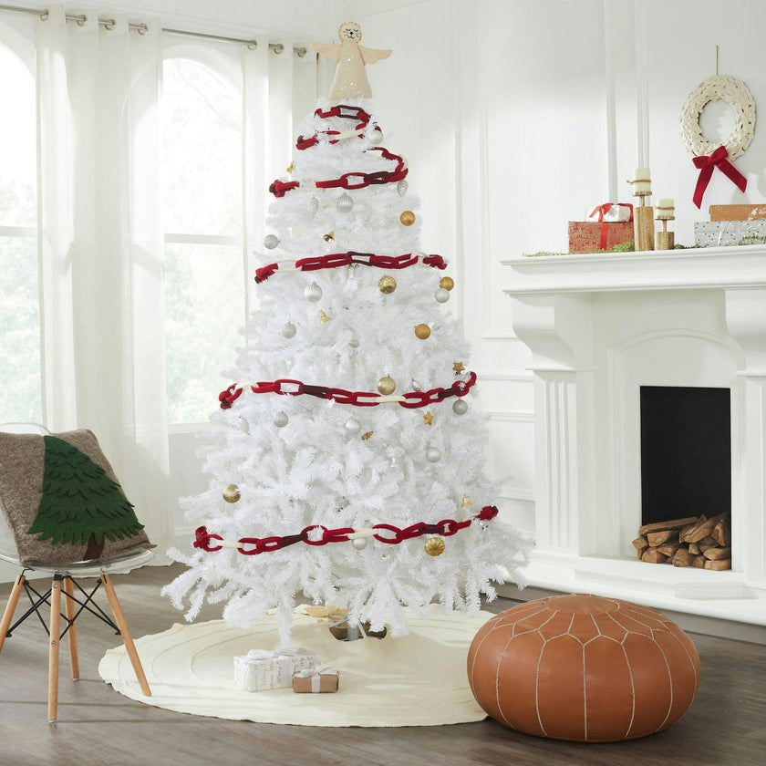 Hand Felted Wool Christmas Garland and Bunting - Loop Chain Red - 6' Arcadia Home