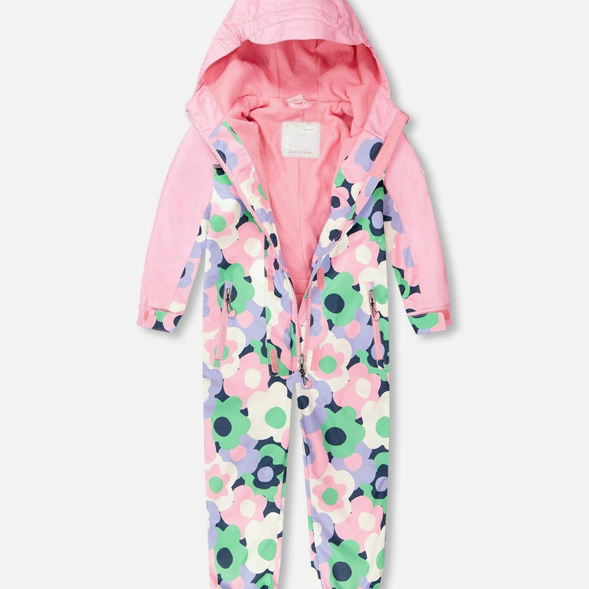 Kids Mid-Season One-Piece Outerwear Black Printed Flowers