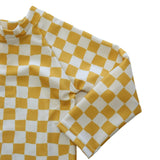 Kids Yellow Check Rash Guard