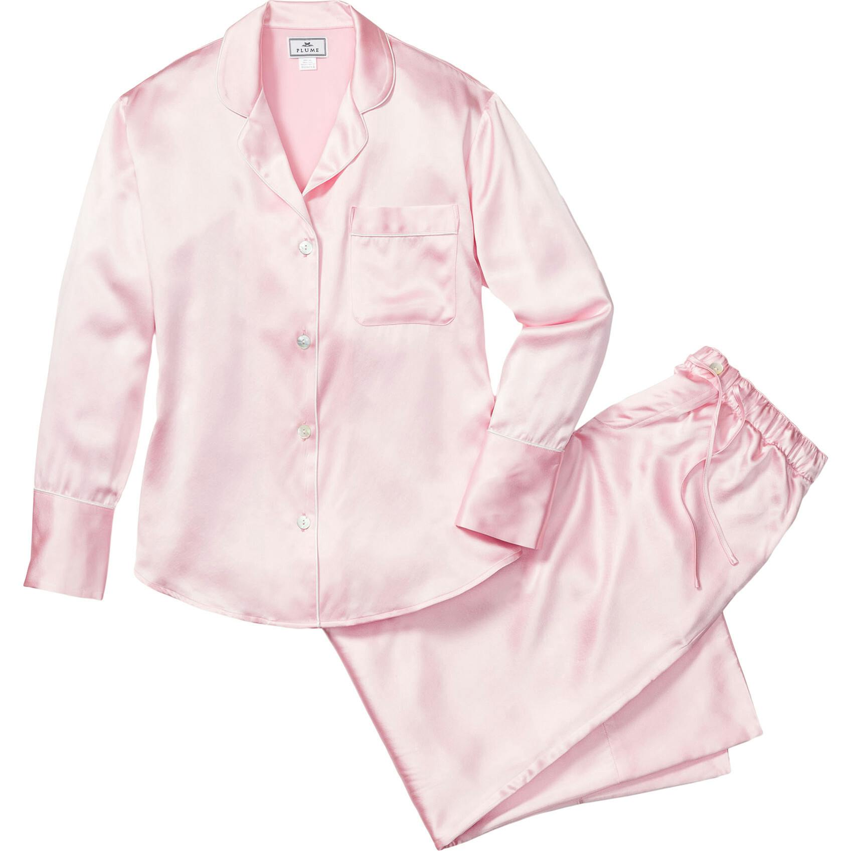 Women's Silk Pajama Set in Pink
