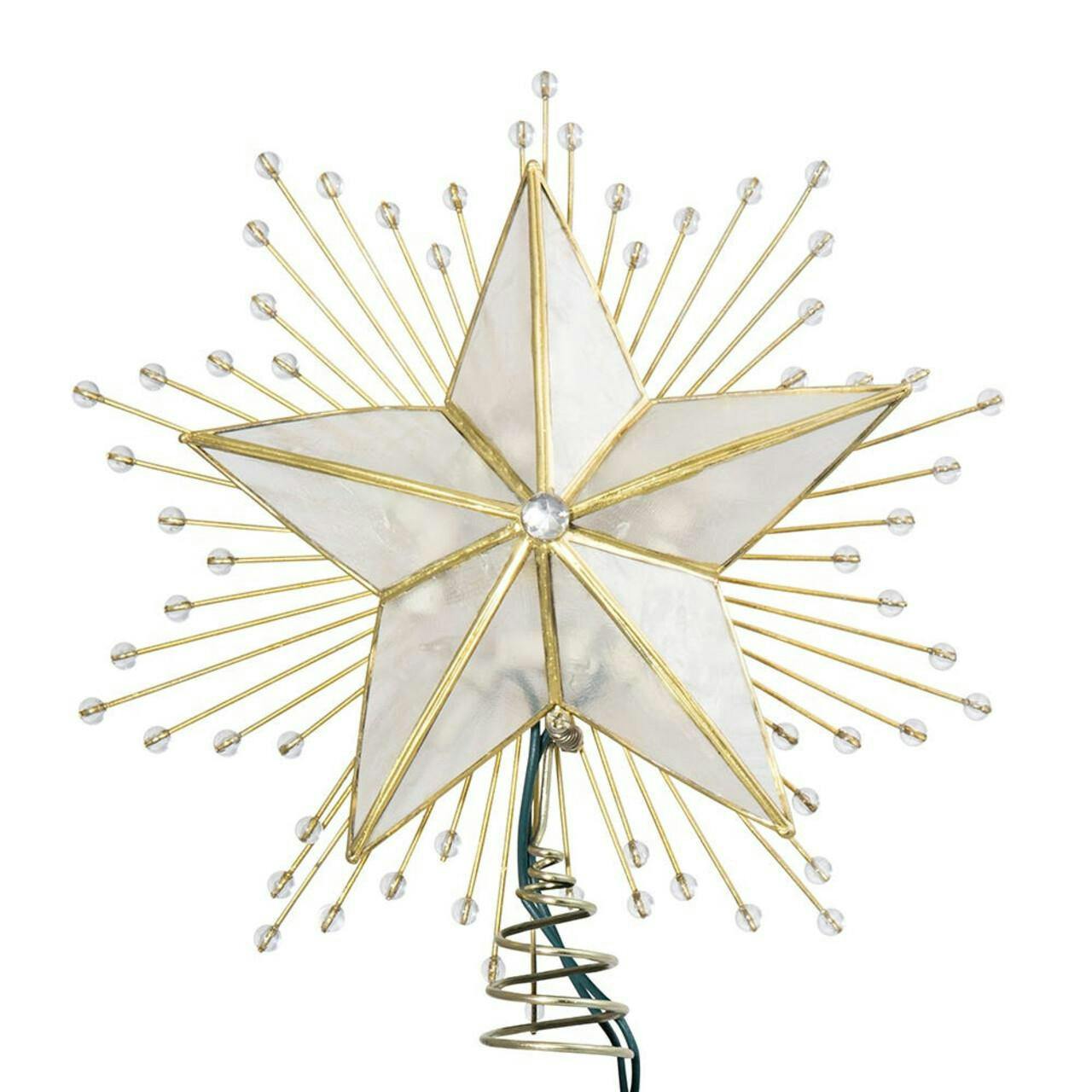 Kurt Adler 10-Inch 5-Point Capiz Star Treetop with Rays and Beads