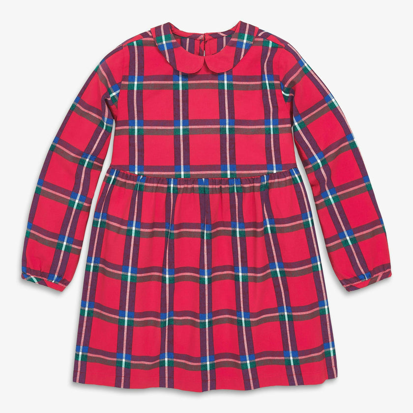 Kids long sleeve flannel dress in plaid