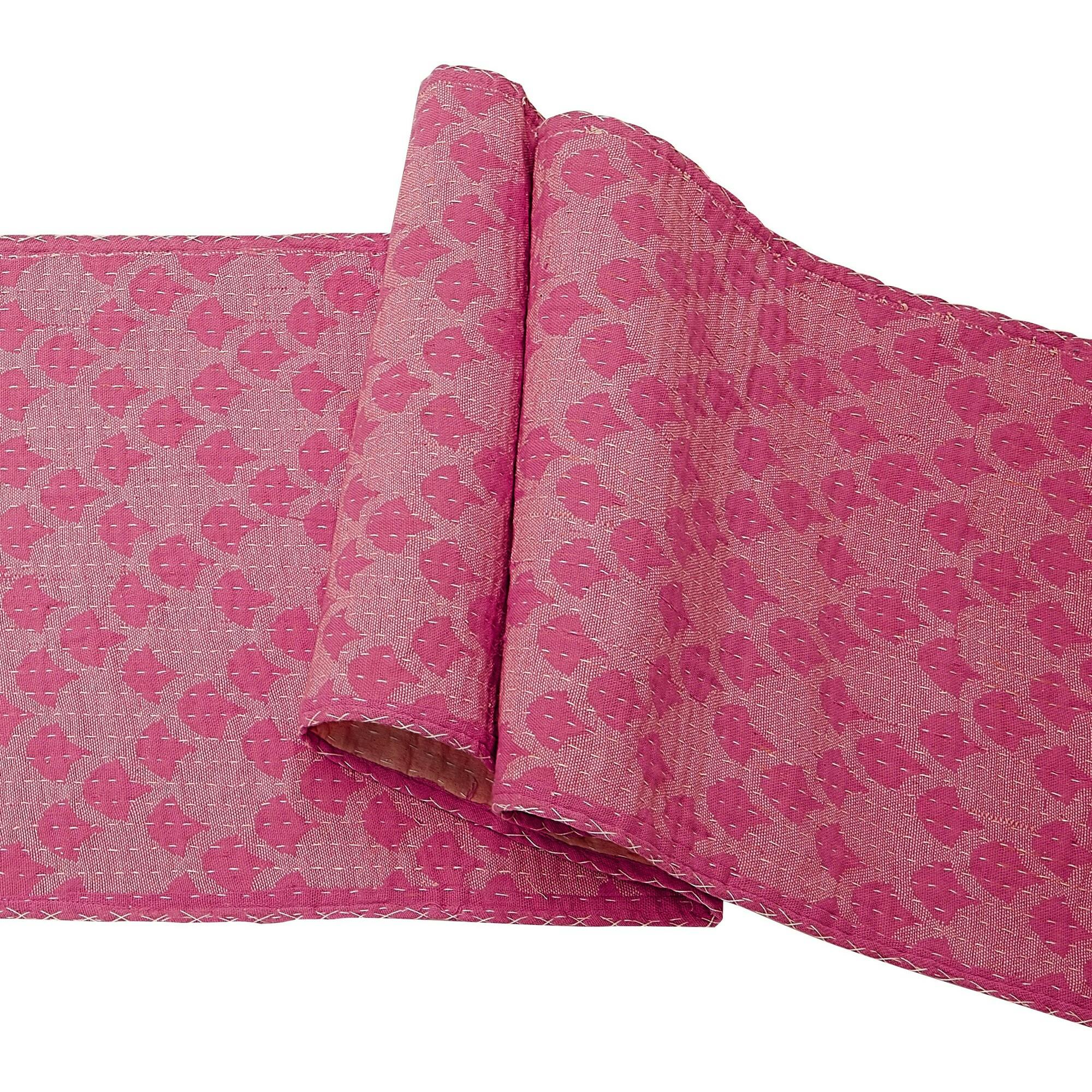 Artisan Hand Loomed Cotton Table Runner - Pink Ginkgo - 18