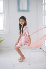 Horizontal Striped Shirt 3/4 Sleeve Top
