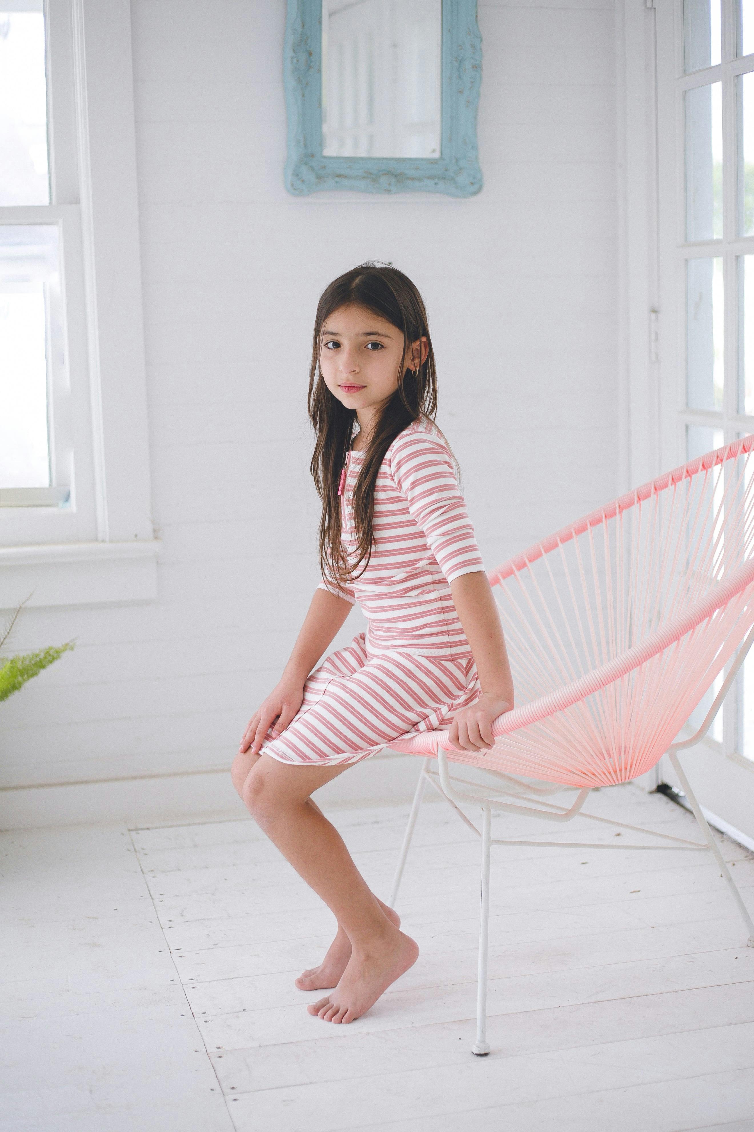 Horizontal Striped Shirt 3/4 Sleeve Top