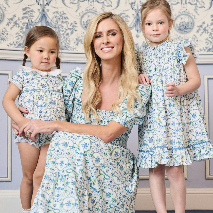 Nicky Hilton x La Coqueta Blue Bow Floral London Women Long Dress