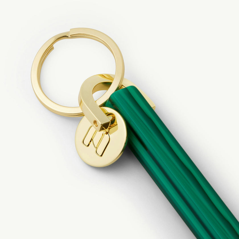 Bar Keychain in Malachite - Gold