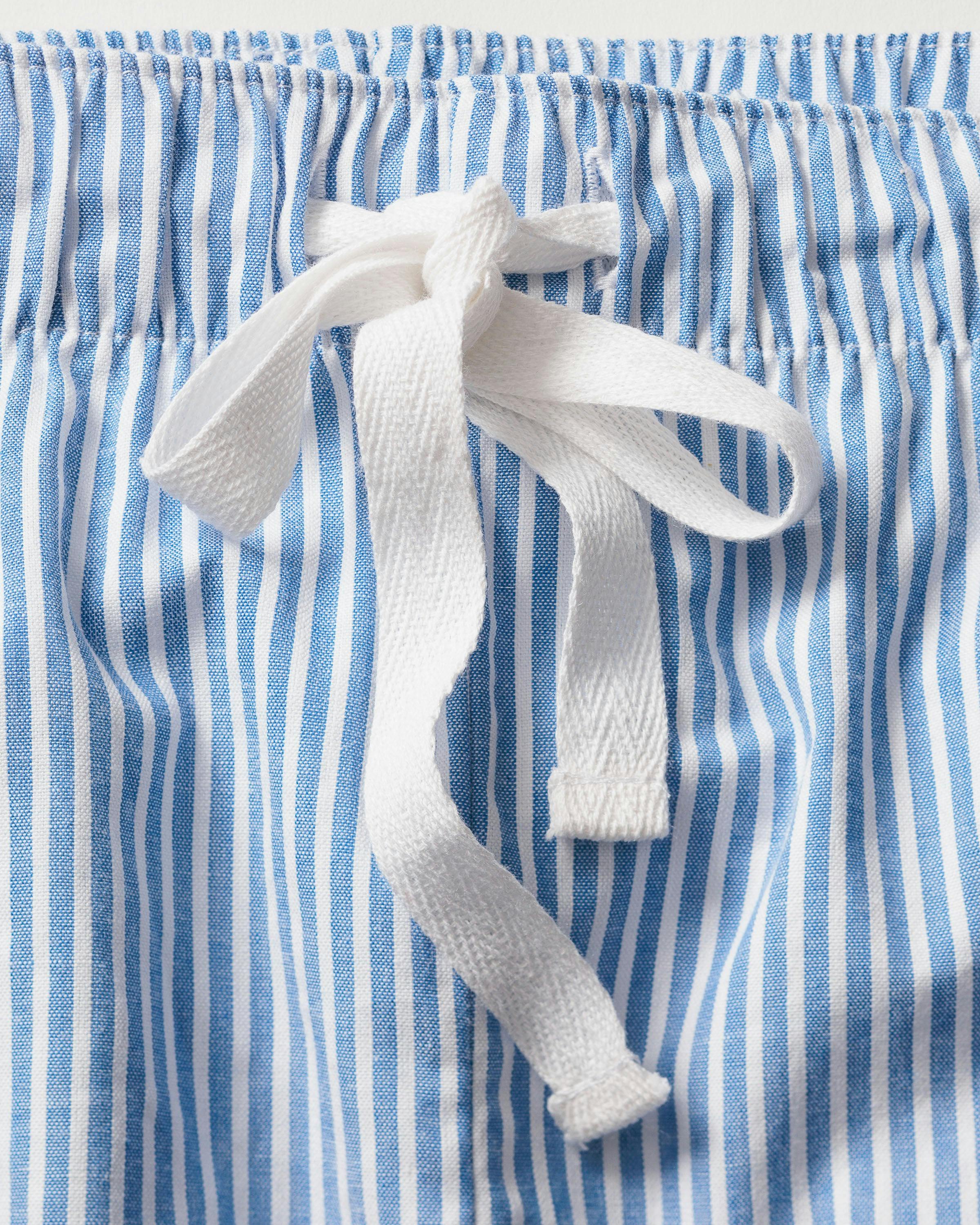Men's Twill Pajama Short Set in French Blue Heritage Stripe
