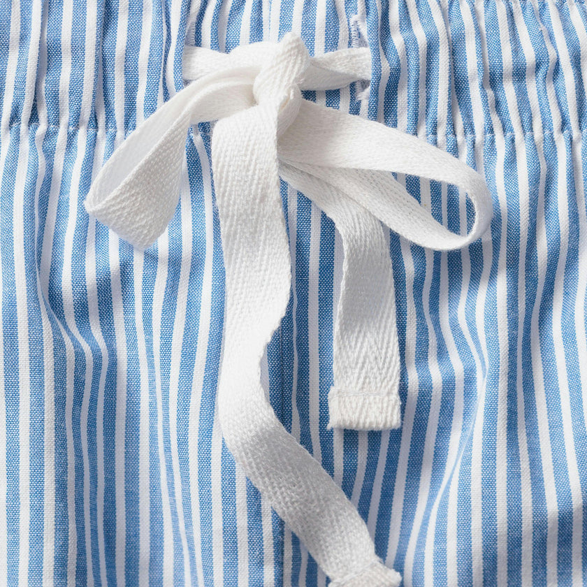 Women's Twill Long Sleeve Short Set in French Blue Heritage Stripe