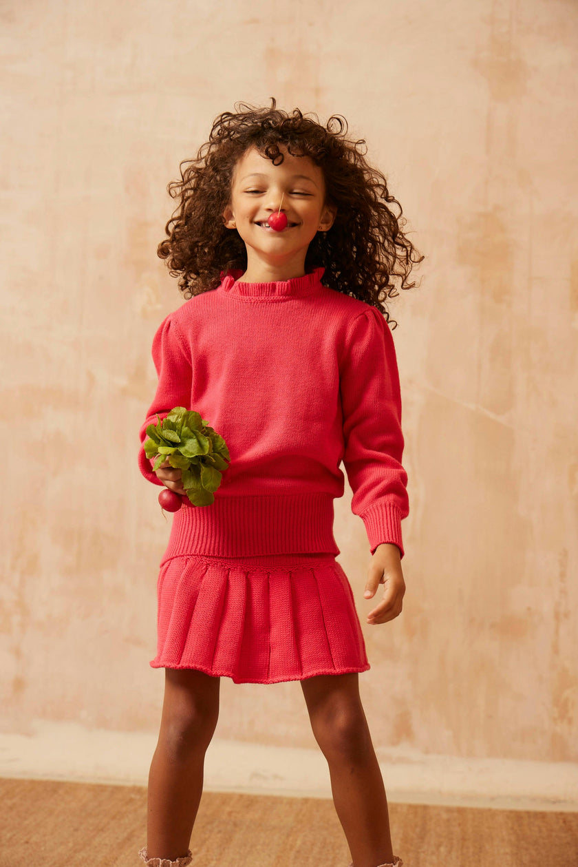Ruffled Collared Jumper | Raspberry