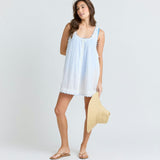 women's white scalloped button up dress