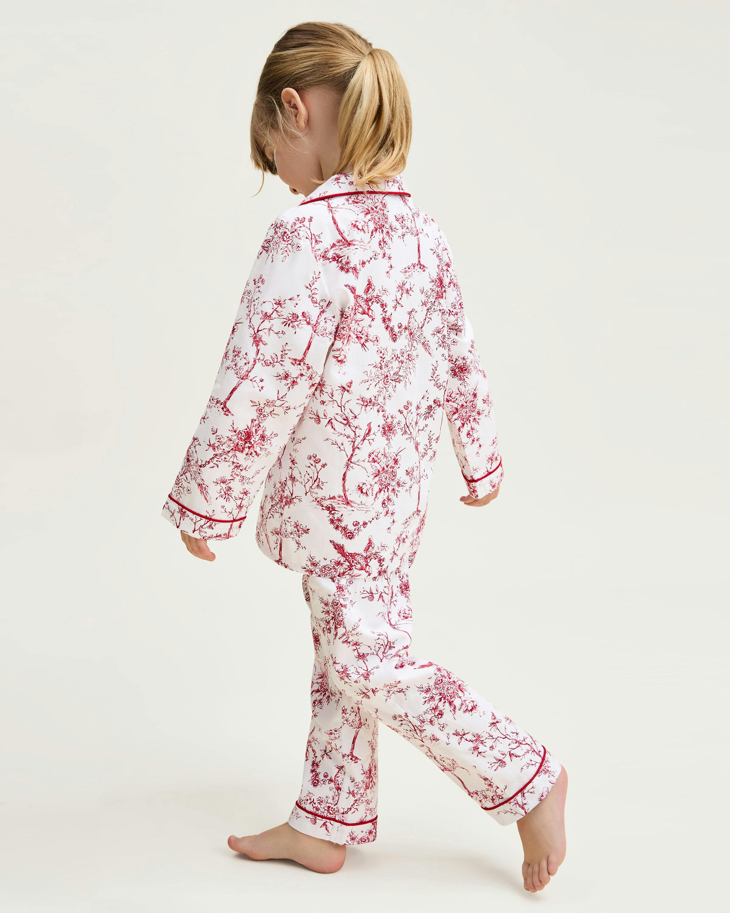 Kid's Twill Pajama Set in Red Timeless Toile