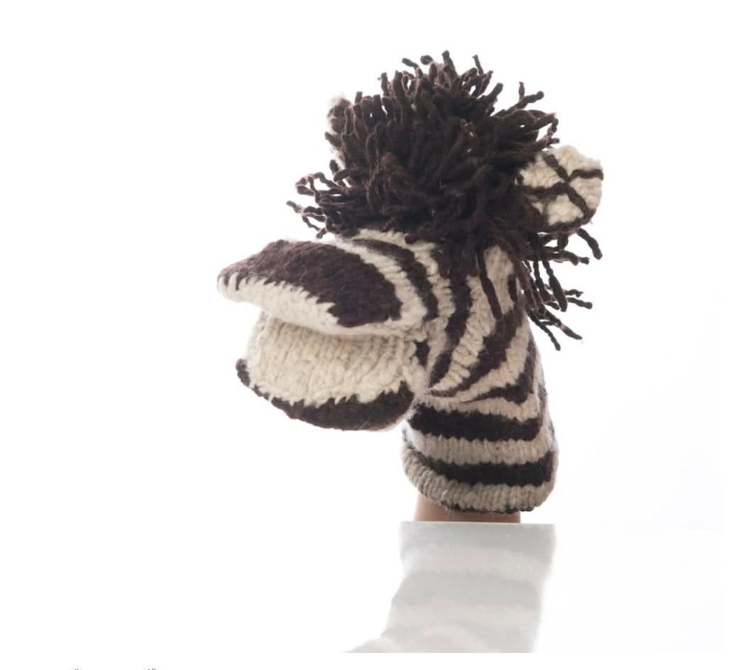 Organic Wool Knit Hand Puppet  | Zachary the Zebra