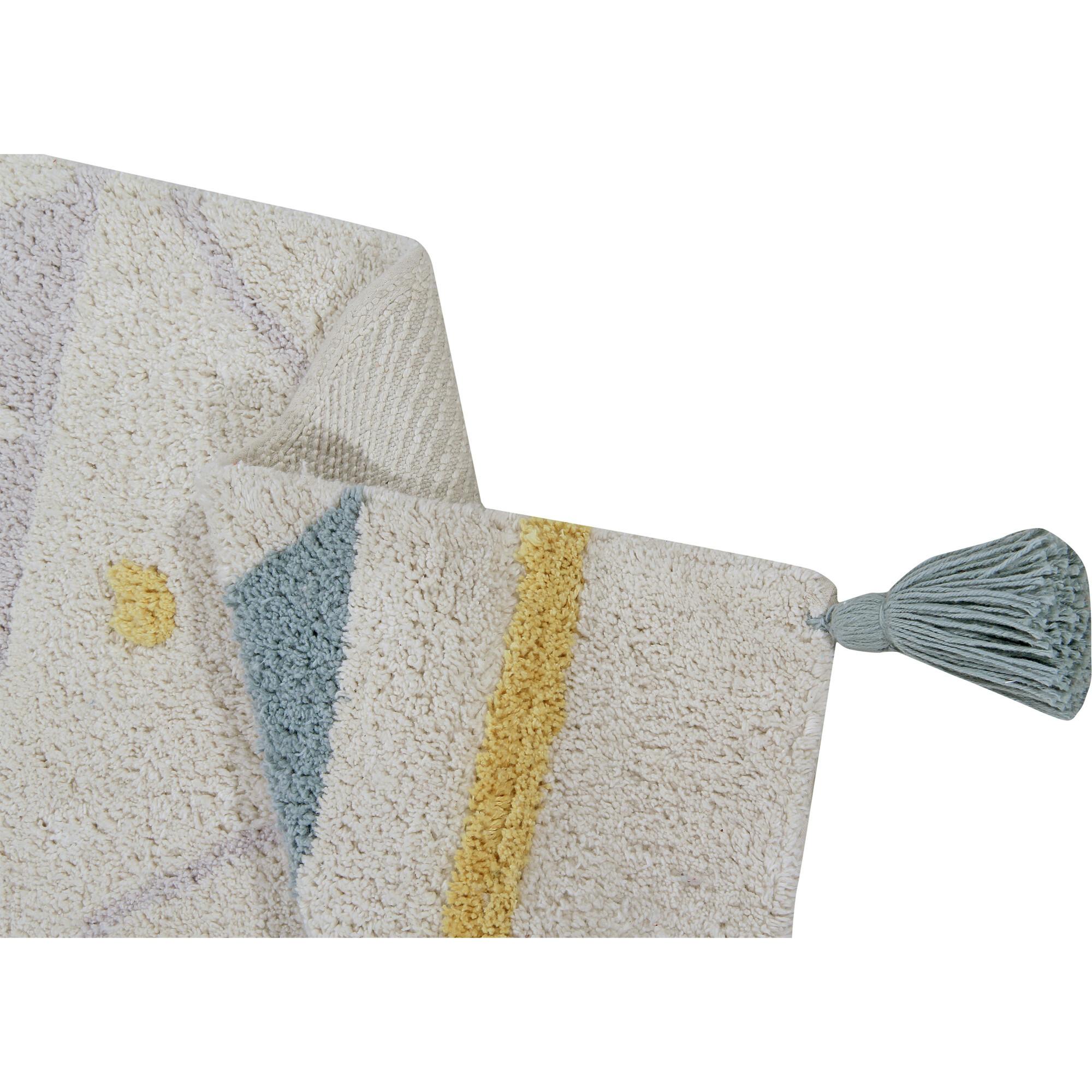 Azteca Natural Washable Rug. Blue