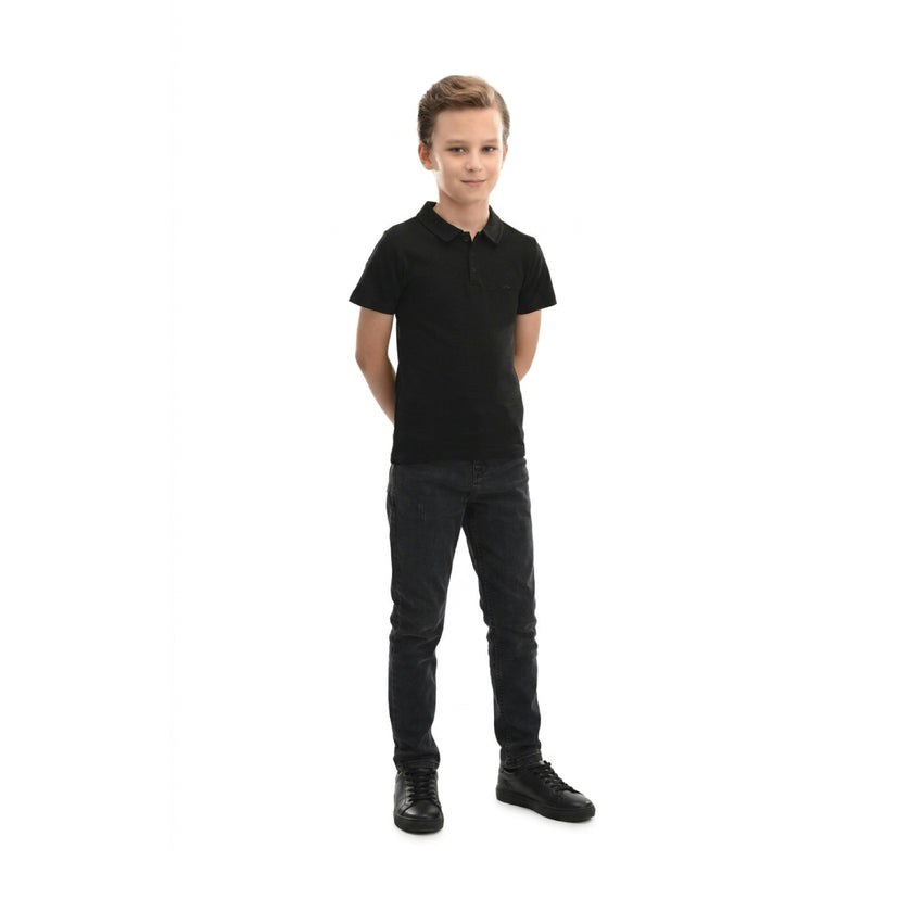 Black Solid Logo Polo