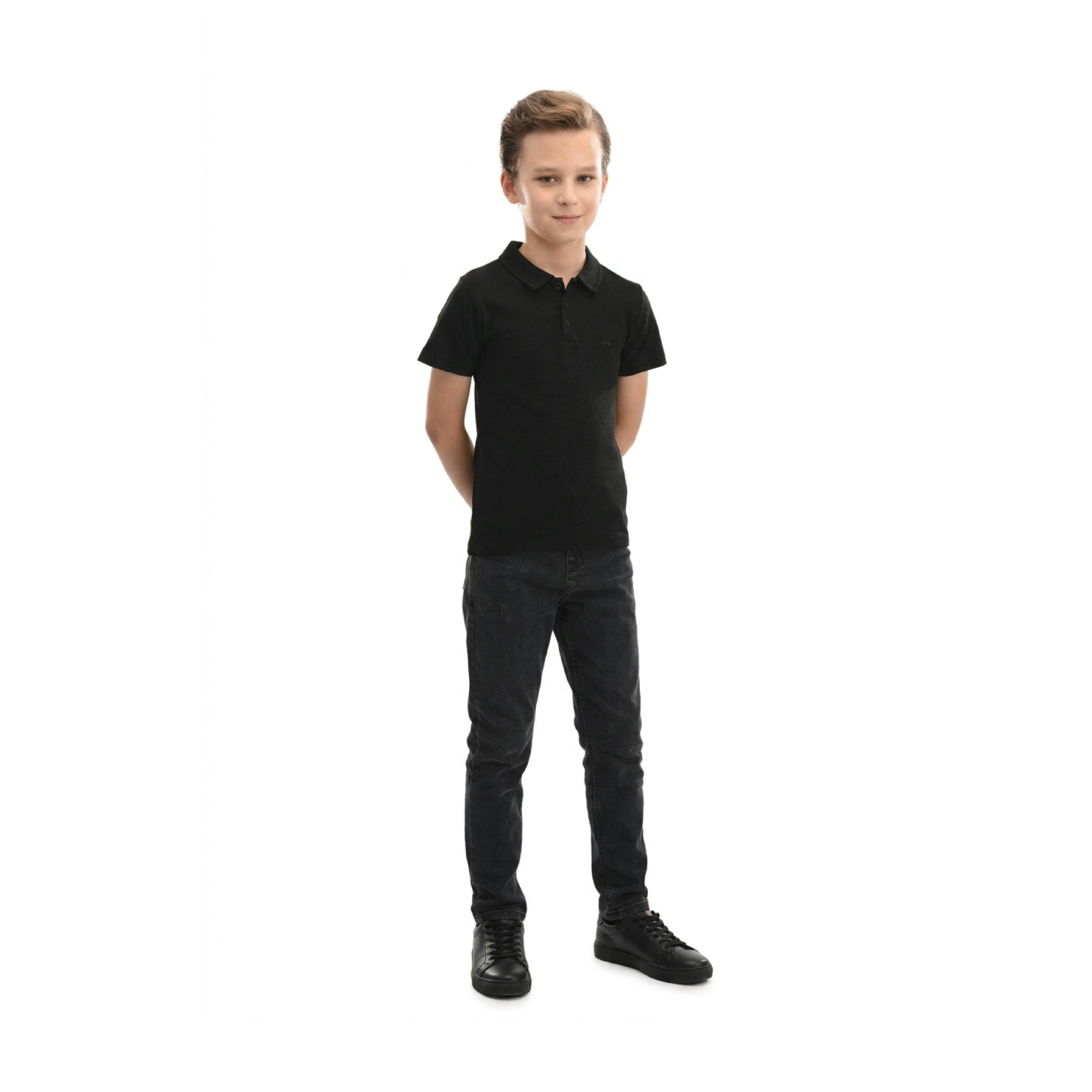 Black Solid Logo Polo