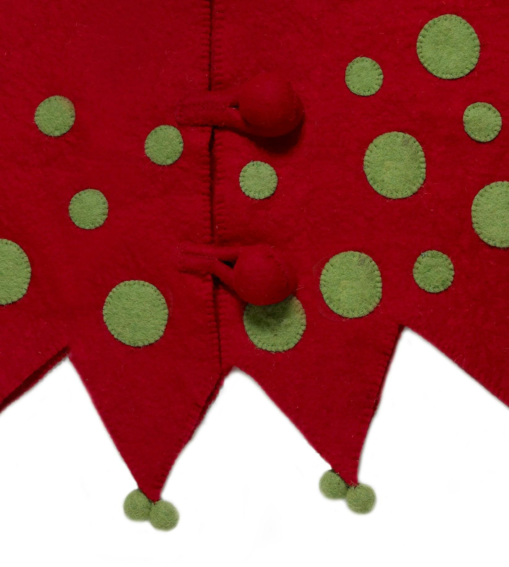 Handmade Felt Jester Red and Green Christmas Tree Skirt 60