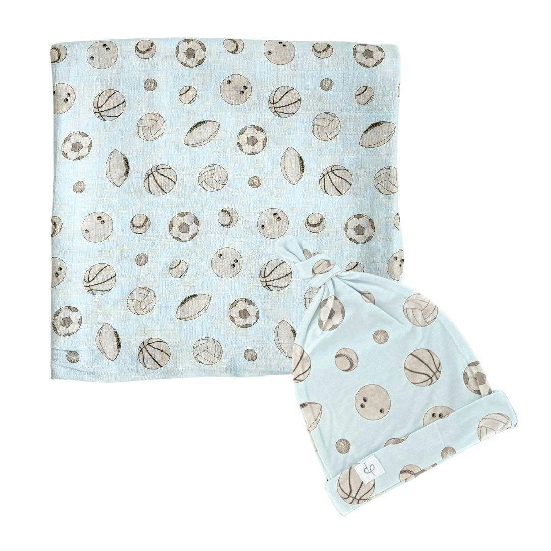 Bamboo Muslin Swaddle Blanket & Topknot Set