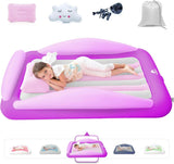 Sleepah Inflatable Toddler Travel Bed Portable Kids Air Mattress Set w Safety Bed Rail Guards for Kids & Toddlers – Set Includes Pump, Carry Case, Pillow