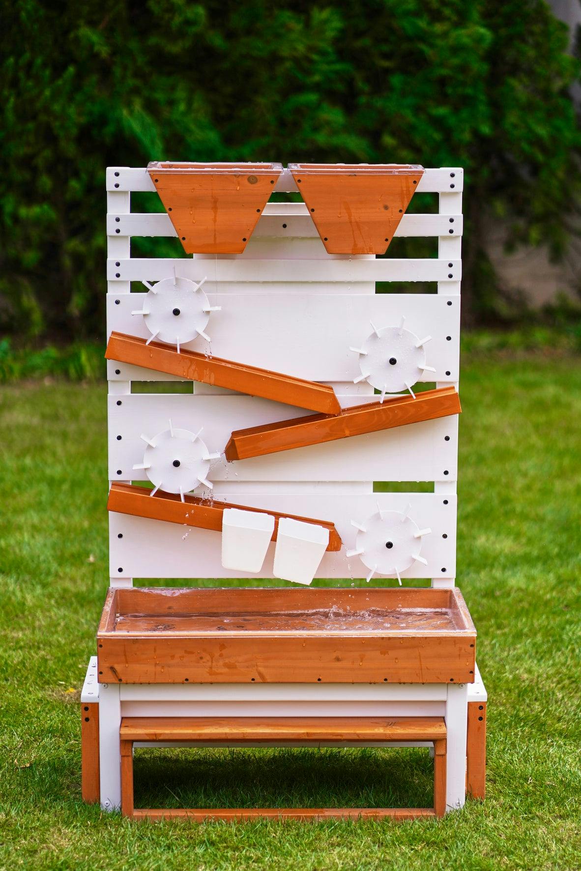Large Wooden Water Table for Kids | Multi-Level Water Play Table with Benches