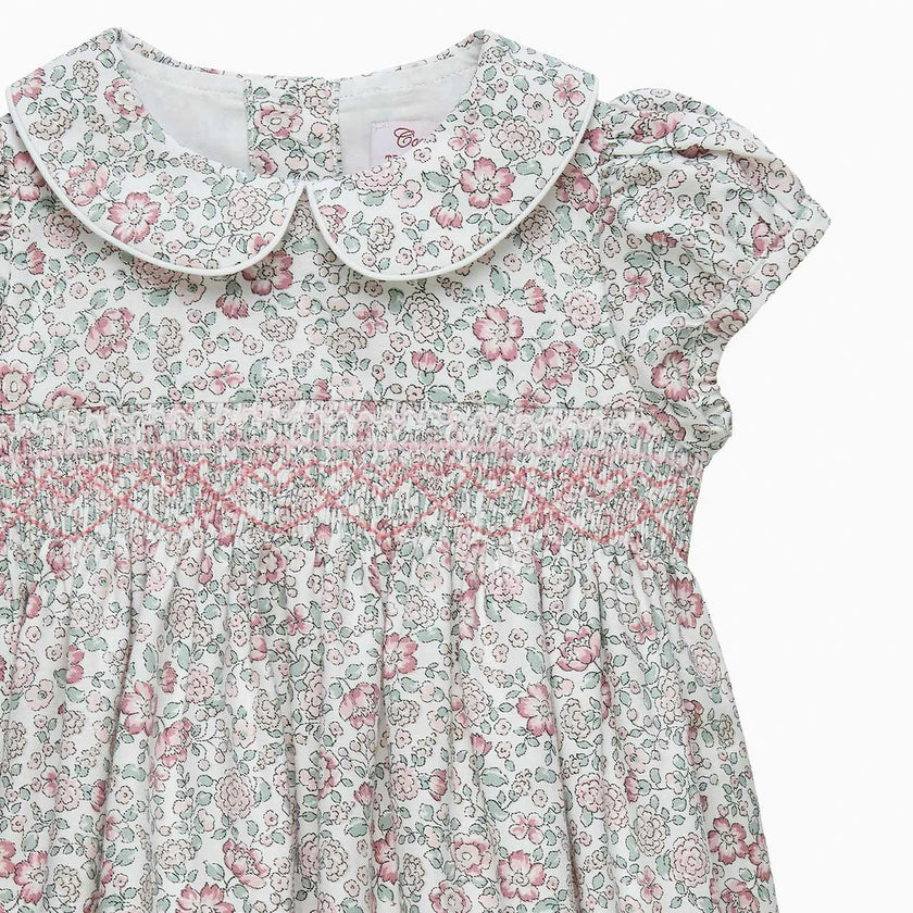 Baby Arabella Floral Smocked Dress in Pink