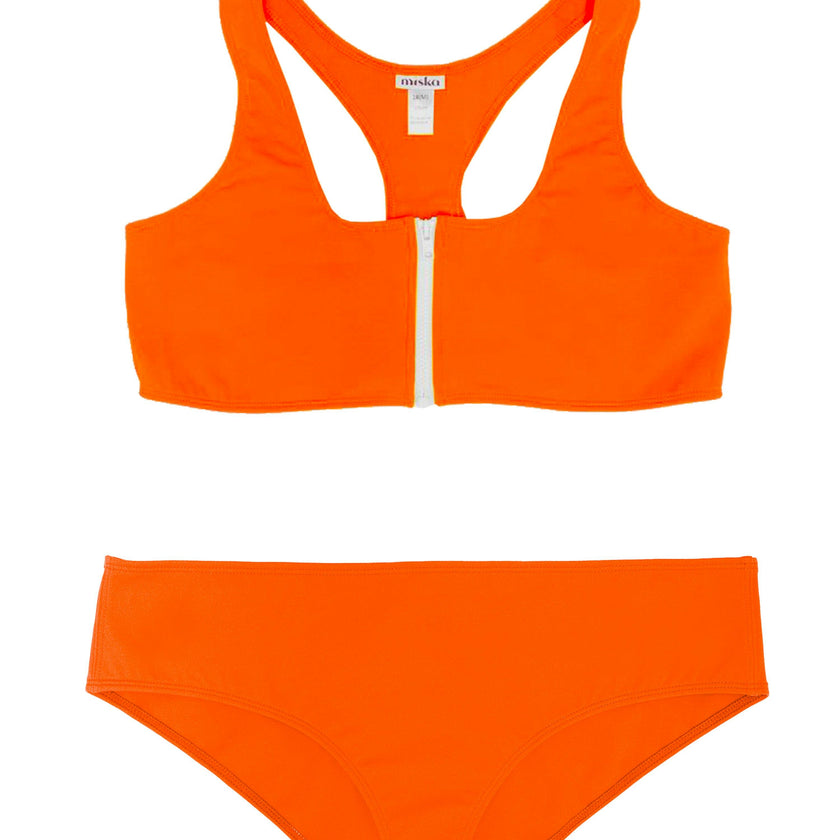 Maillot de bain deux pièces Ado, Racerback & Shorty -Tiger Orange