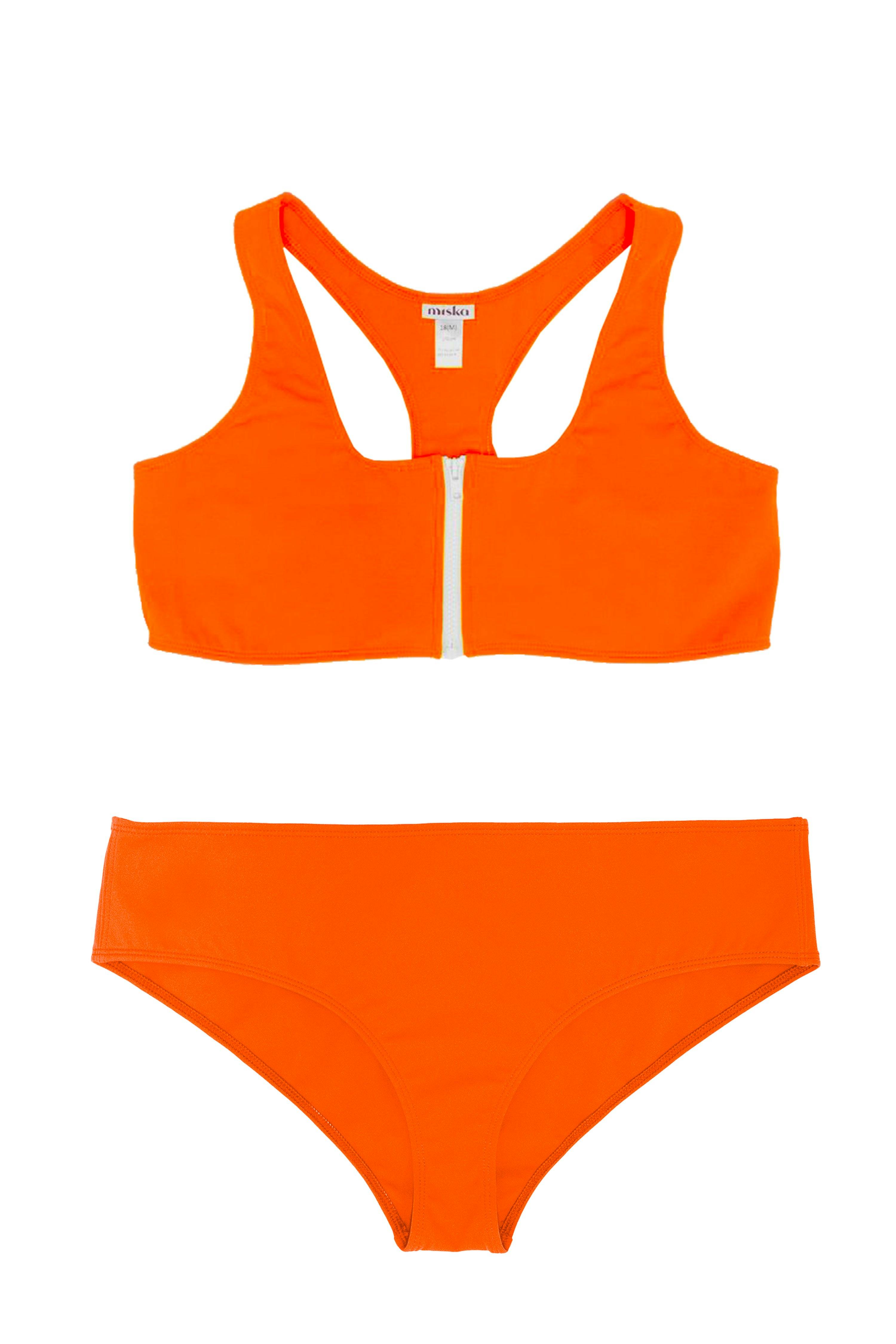 Maillot de bain deux pièces Ado, Racerback & Shorty -Tiger Orange