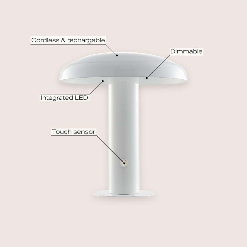 Suillius 11" Contemporary Bohemian Rechargeable/Cordless Iron Integrated LED Mushroom Table Lamp