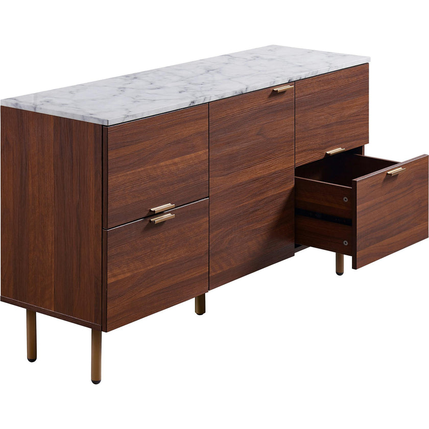 Ashton Wooden Sideboard Storage Cabinet with Faux Marble Top