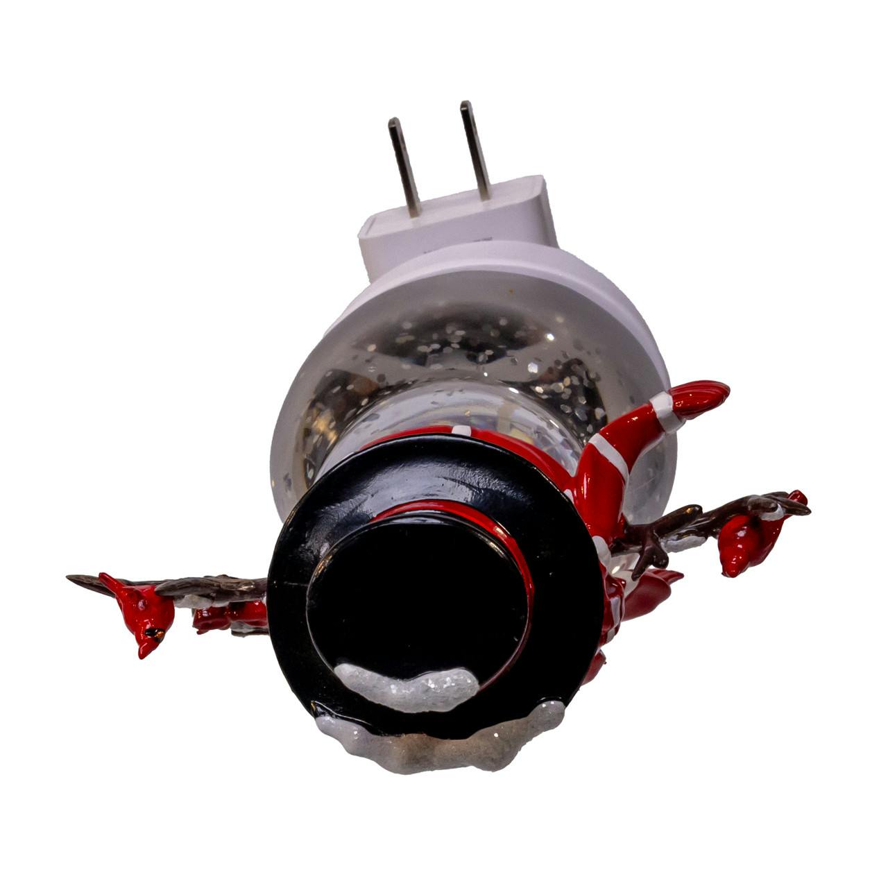 Kurt Adler Snowman With Red Scarf & Cardinal Spinning Glitter LED Night Light