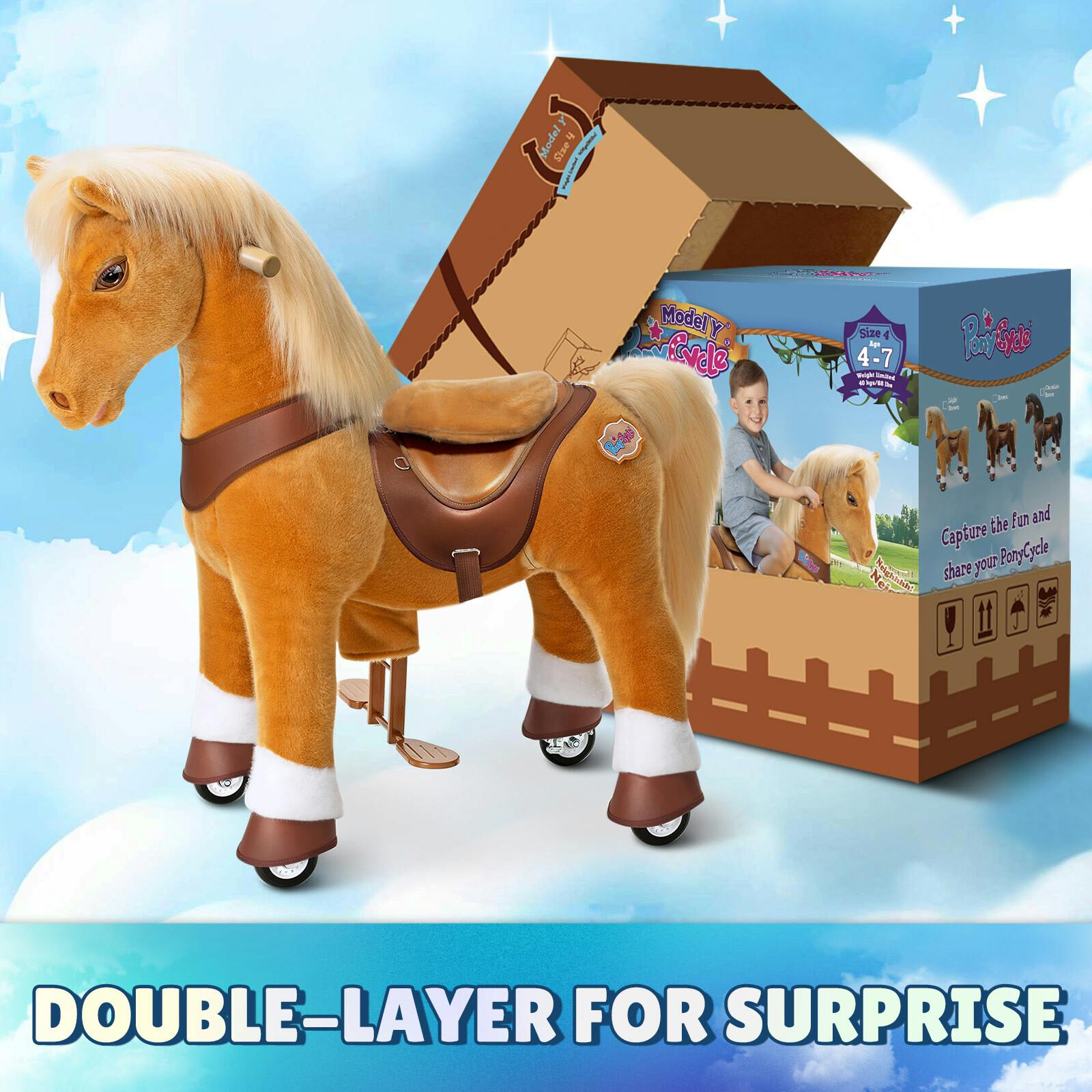 Model Y® Horse Ride-On Toy Age 3–4 – Light Brown