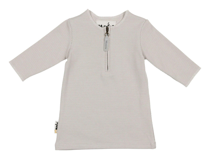 Microgrid Patterned 3/4 Sleeve Shirt