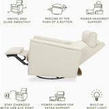 Willa Pro Power Glider Recliner w/ Power Lumbar in Performance Ivory Boucle