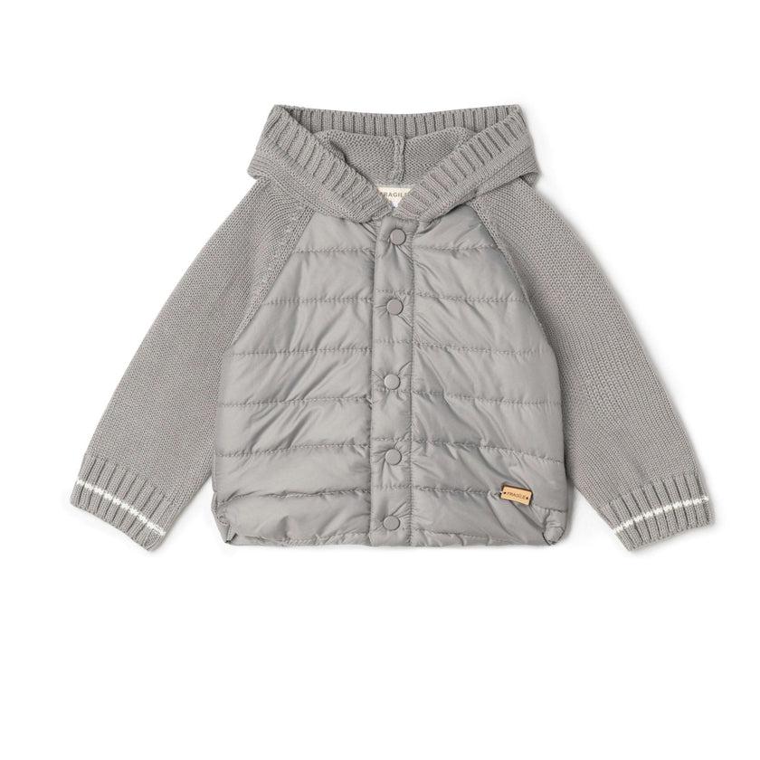 Quilted Hood Coat Grey