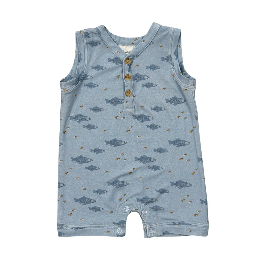 Baby Boy Sleeveless Romper in Fish