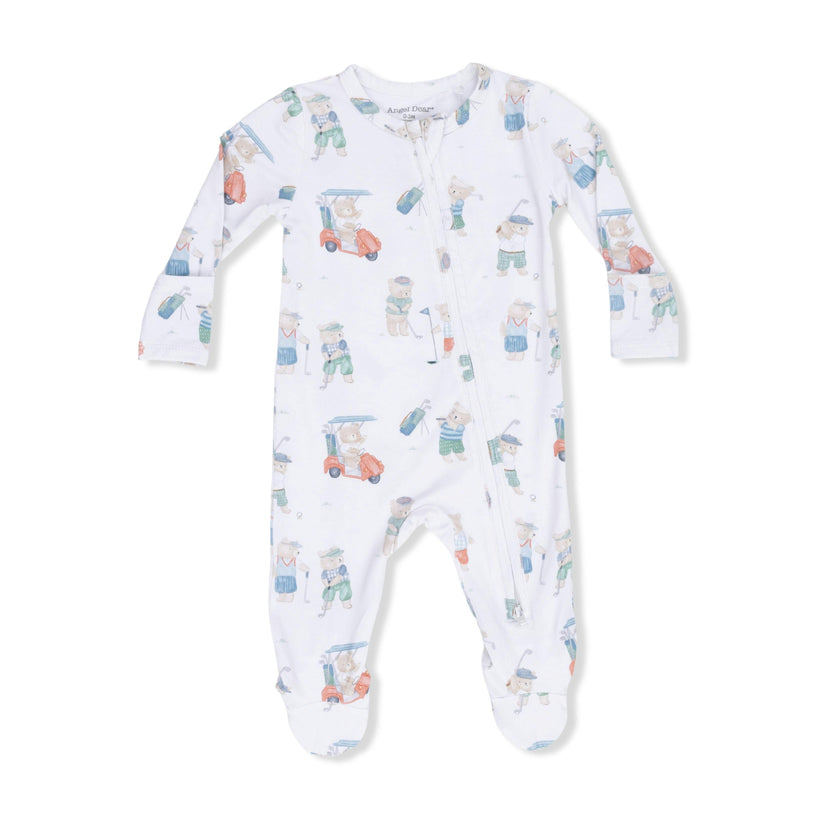 Golfing Teddy Bears - 2 Way Zipper Footie