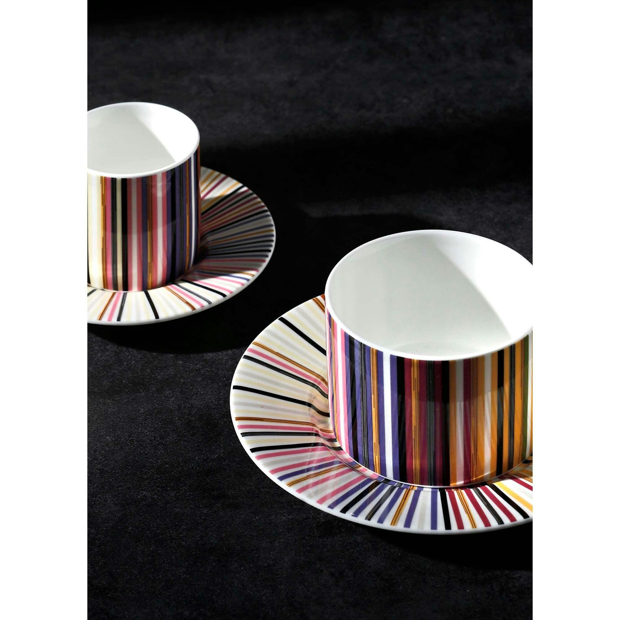 Coffee Cup & Saucer Stripes Set of 2 In Luxury Box Jenkins 156 Diam. 2.3