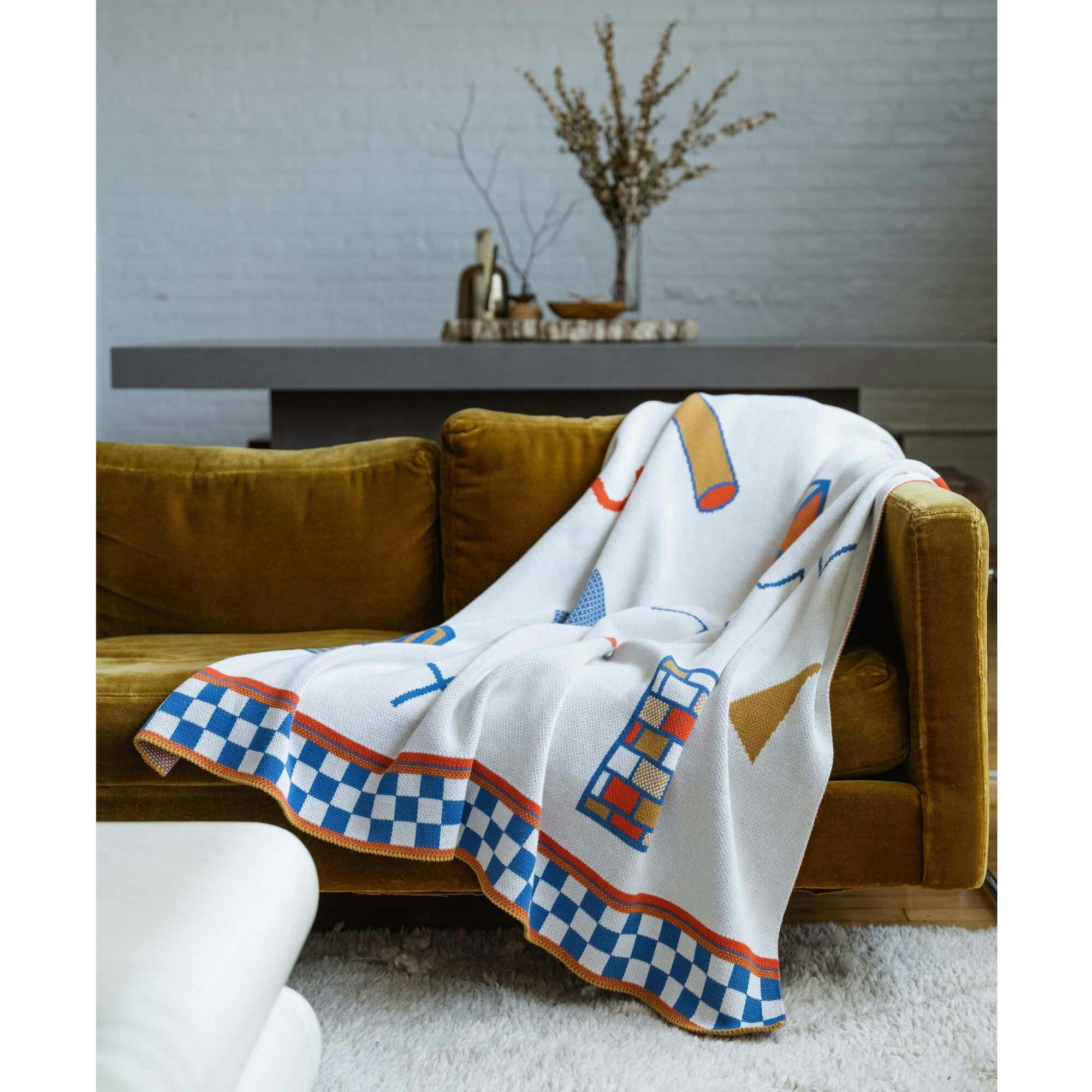 Shapes Cotton Knit Throw Blanket