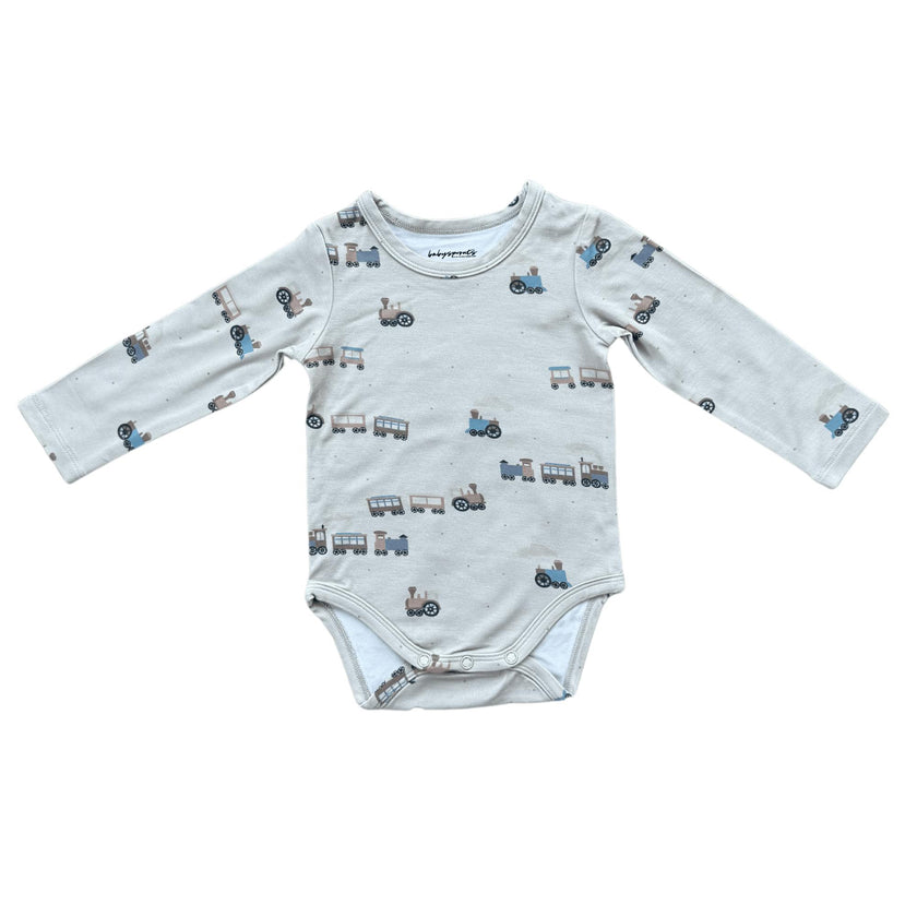 Baby Boy Long Sleeve Bodysuit in Trains