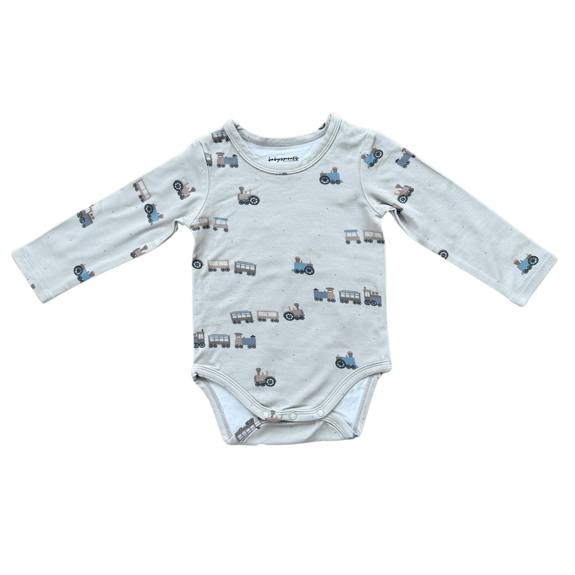 Baby Boy Long Sleeve Bodysuit in Trains