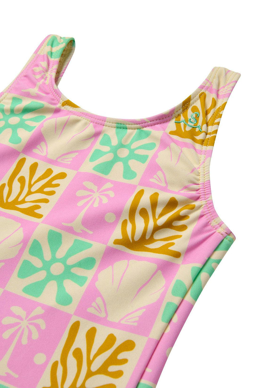 Beach Checks One Piece Swimsuit / Pastel