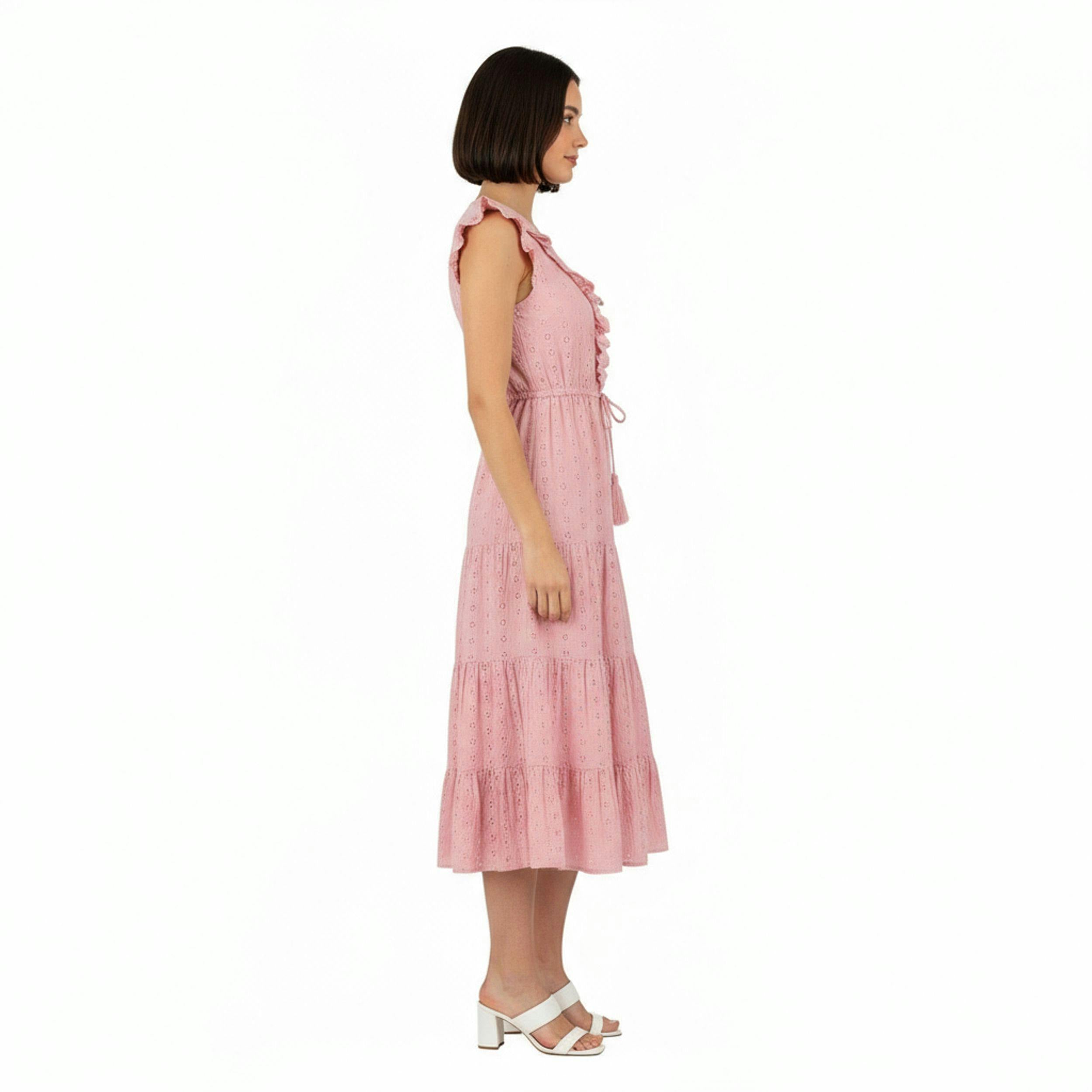 Giselle Womens Maxi Dress Blush Pink Eyelet, Blush Pink Eyelet