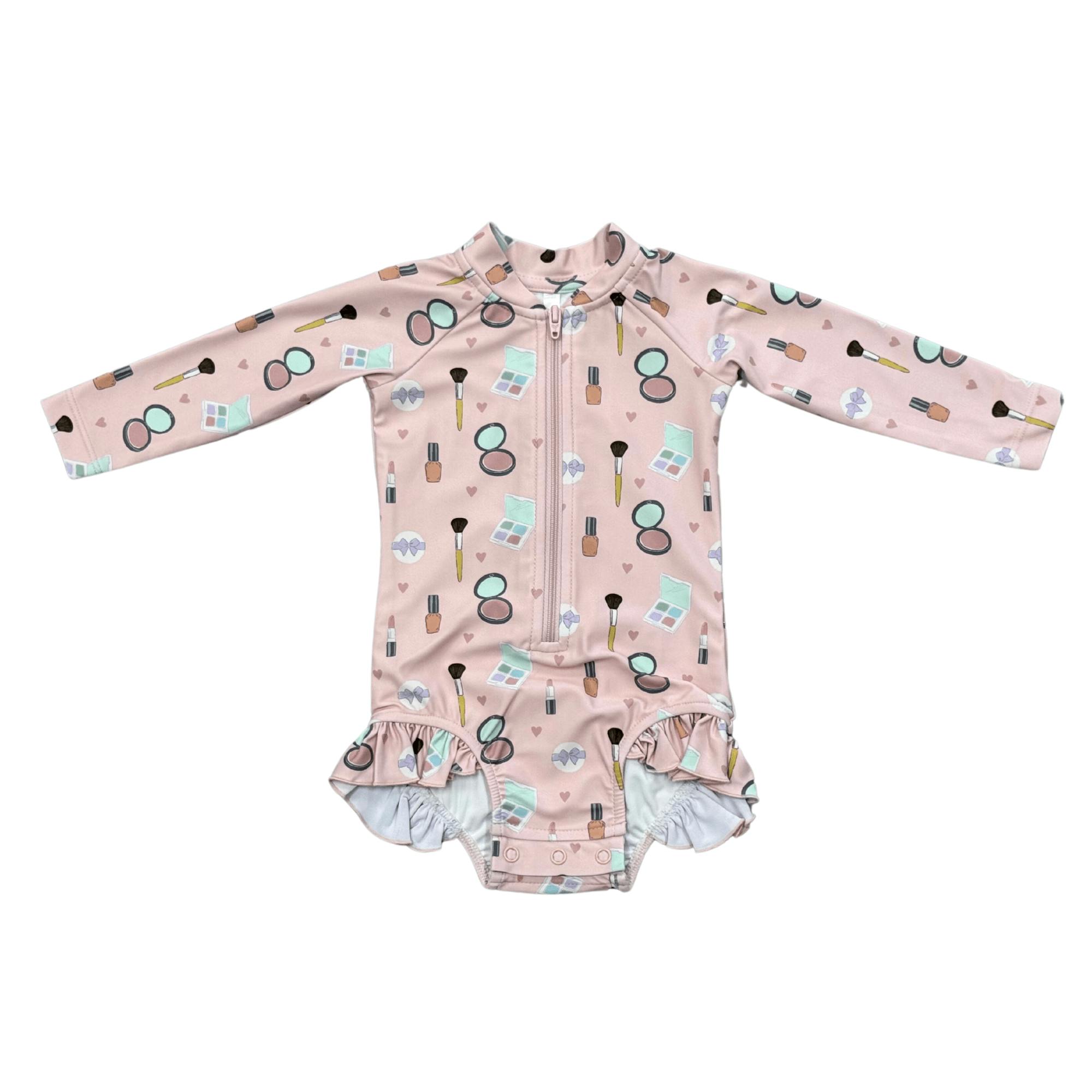 Girl's One-Piece Ruffle Rash Guard Swimsuit