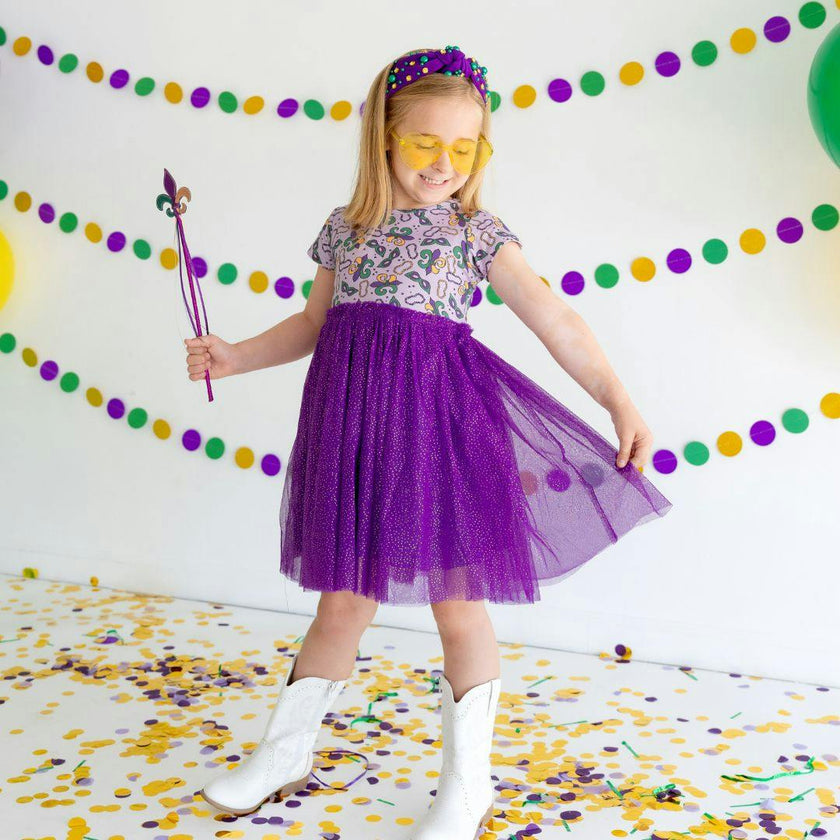 Mardi Gras Short Sleeve Tutu Dress