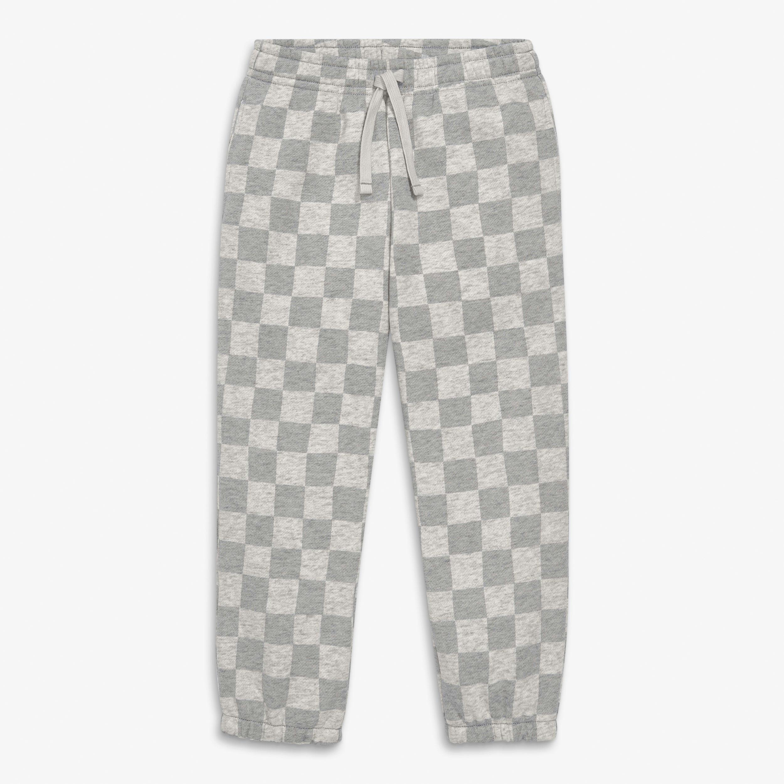 Kids cozy fleece sweatpant in checkerboard