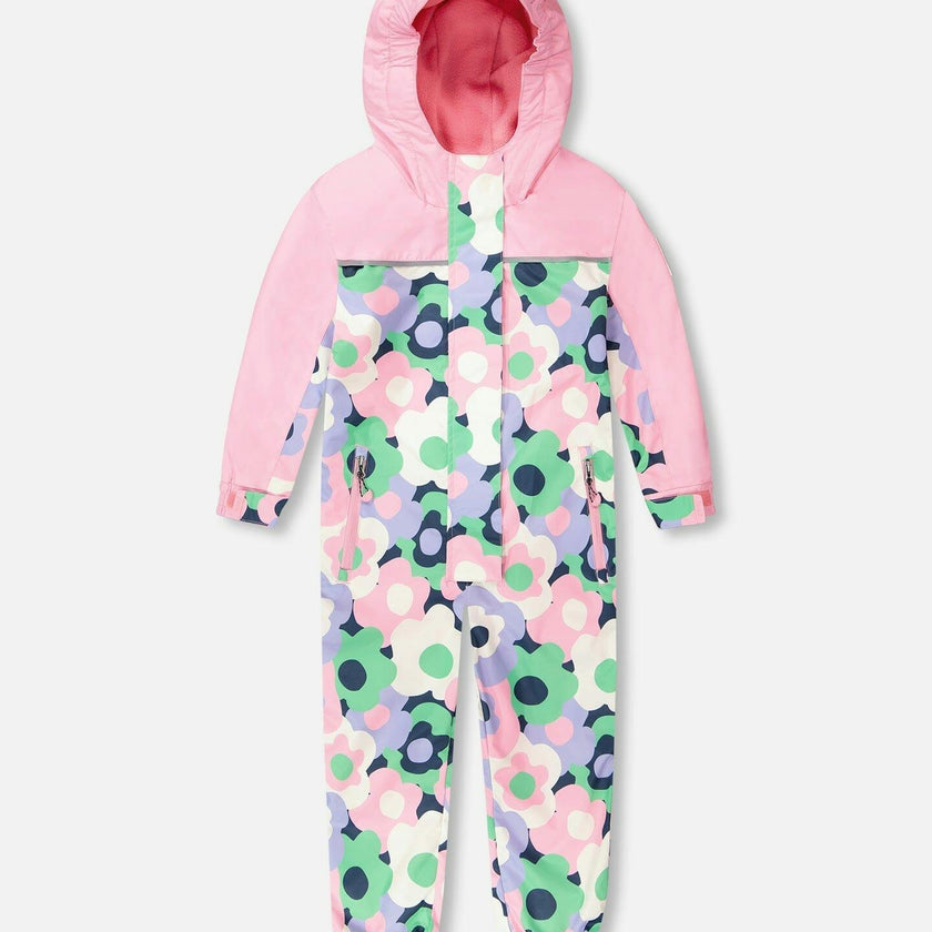 Kids Mid-Season One-Piece Outerwear Black Printed Flowers
