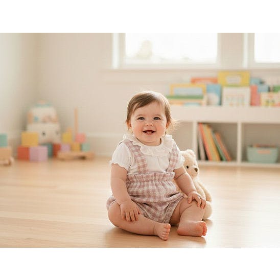 Girls' Dusty Rose Gingham Bloomer and Ruffle Blouse Set, Pink