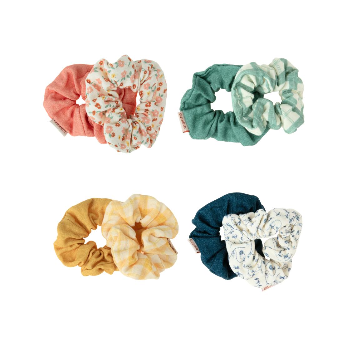 Hair Scrunchies Set of 2 | Organic Cotton | Scandi Floral
