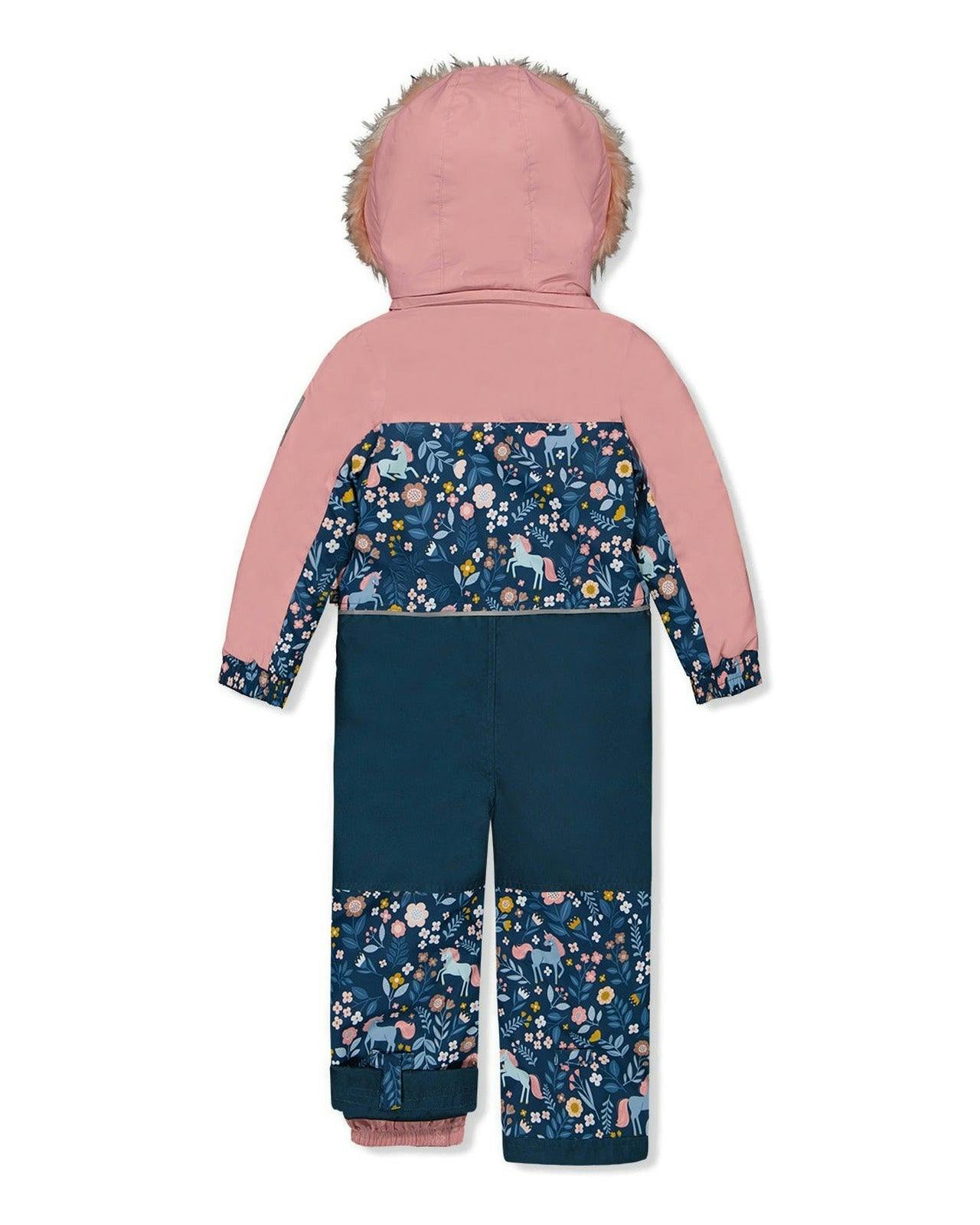 Kids One Piece Discover Snowsuit Blue and Pink Unicorn Print
